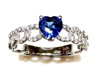 Ring Sommer Woman I Love You in White Gold Zaffiro blu 0.51 Ct ZAF CUORE CT 0.51 DIA 0.21 G/VS - ZAF CUORE CT 0.51 DIA 0.21 G/VS